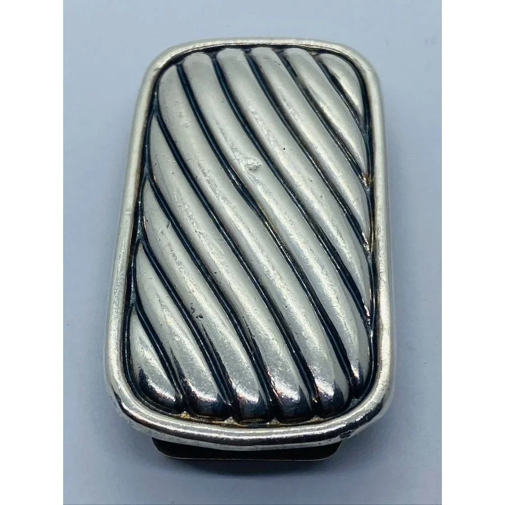 David Yurman Money Clip Sterling Silver - Wavy Banded Large Cable Design